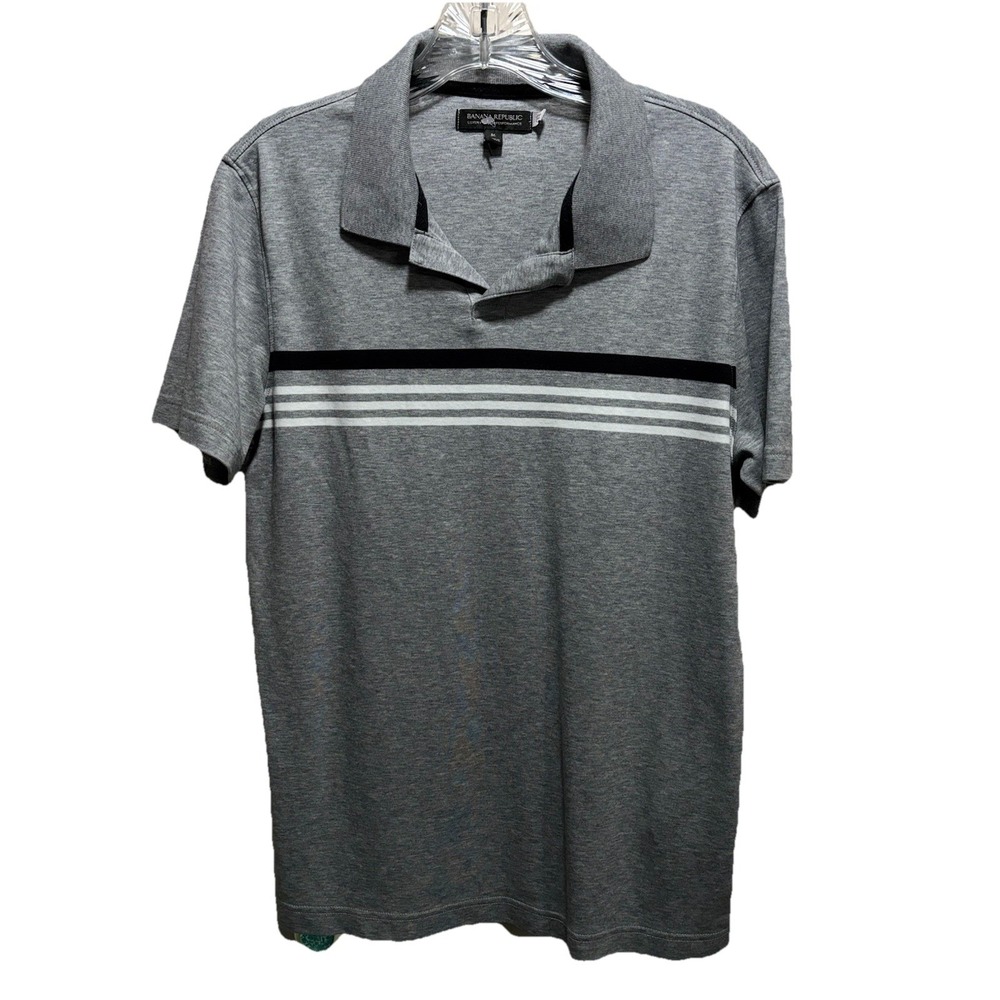 Banana Republic Gray Polo Short Sleeve Size Medium Ribbed Collar Cotton